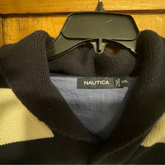 Men's Big and Tall - Nautica Cowl Neck Sweater - Size XXL - Cream and Na… - Picture 10 of 10